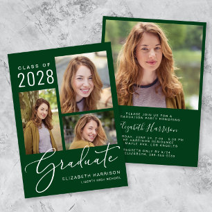 Invitación Foto moderna Partido de Graduación Verde