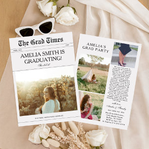 Invitación Foto Moderna  Periódico Clase de graduación 2026
