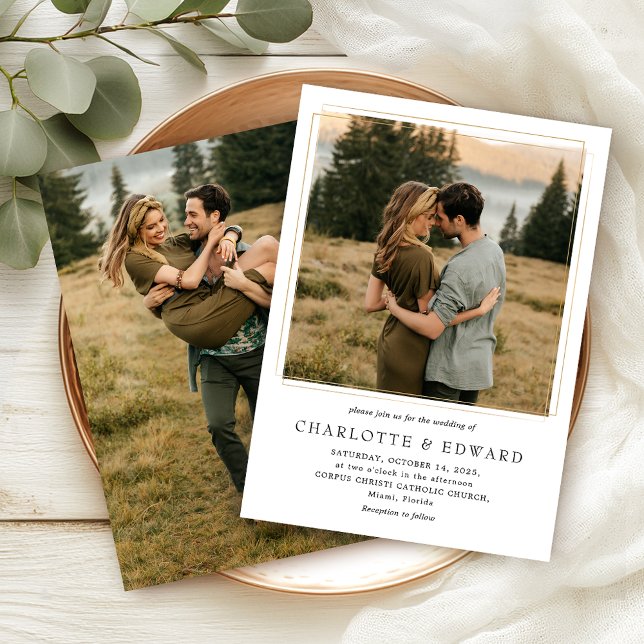 Invitación Foto moderna simple Boda clásico blanco negro (Subido por el creador)