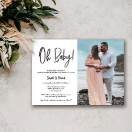 Invitación Foto moderna simple Oh Ducha Pareja Bebé