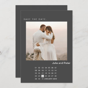 Invitación Foto moderna y calendario Guardar la fecha