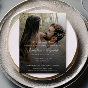 Invitación Foto moderna y ensayo general negro para la cena
