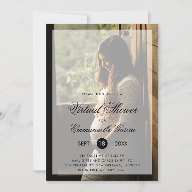 Invitación Foto moderna y neutral de género de Baby Shower vi (Anverso)