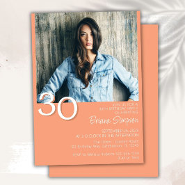 Invitación Foto Modernista Minimalista Cumpleaños 30 Cumpleañ