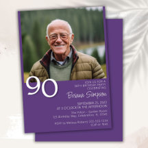 Foto Modernista Minimalista Cumpleaños 90 Morado