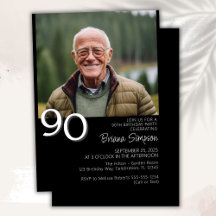 Foto Modernista Minimalista Cumpleaños 90 Negro