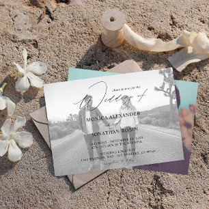 Invitación Foto Moderno Horizontal 4 Boda blanco y negro