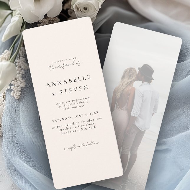Invitación Foto, Moderno, Minimal, Beige, Boda de fotografía (Photo, Modern, Minimal, Beige, Wedding Invitation
)