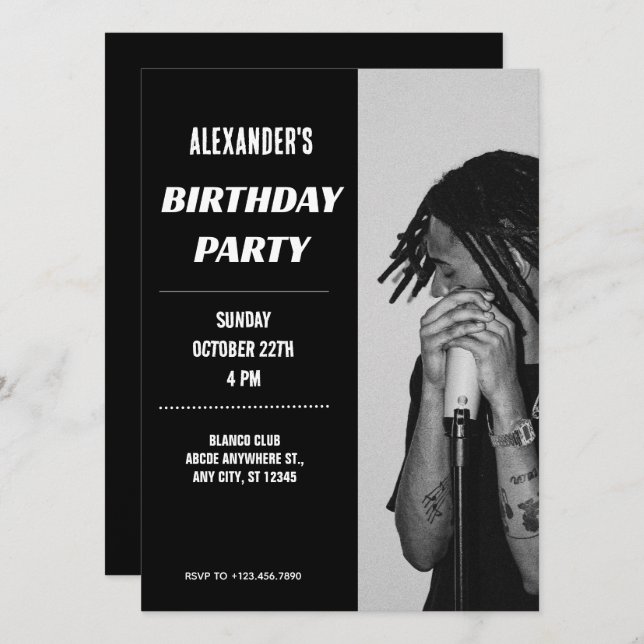 Invitación Foto monocroma moderna (Anverso / Reverso)