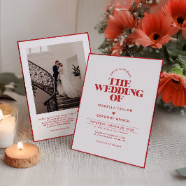 Invitación Foto monocroma moderna con Boda de código QR