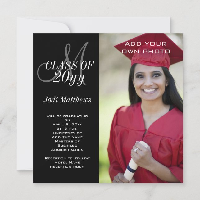 Invitación Foto monograma de graduación (Anverso)