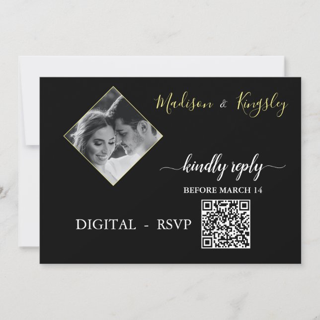 Invitación Foto Monograma Edgy Black Fab DIGITAL RSVP CARTA (Anverso)