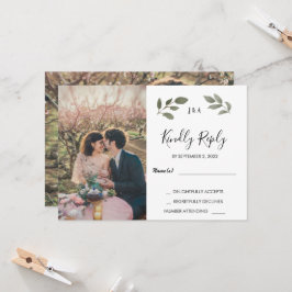 Invitación Foto monogramada botánica rusa Wedding RSVP
