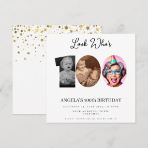 Invitación foto Montage Fiesta de cumpleaños de 100 años
