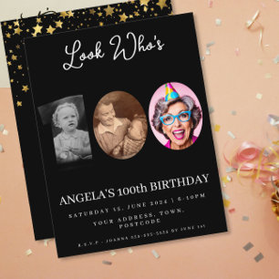 Invitación foto Montage Fiesta de cumpleaños de 100 años
