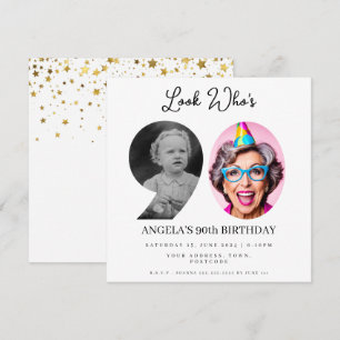 Invitación foto Montage Fiesta de cumpleaños de 90 años