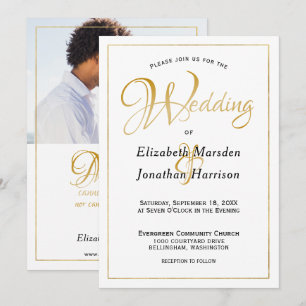 Invitación Foto: muchas aguas Escritura Elegante Guión Dorado