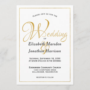 Invitación Foto: muchas aguas Escritura Elegante Guión Dorado