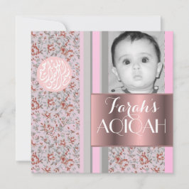 Invitación Foto musulmán del aqiqah del rosa de la niña