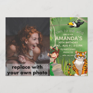 Invitación Foto nacida para ser animales salvajes de la jungl