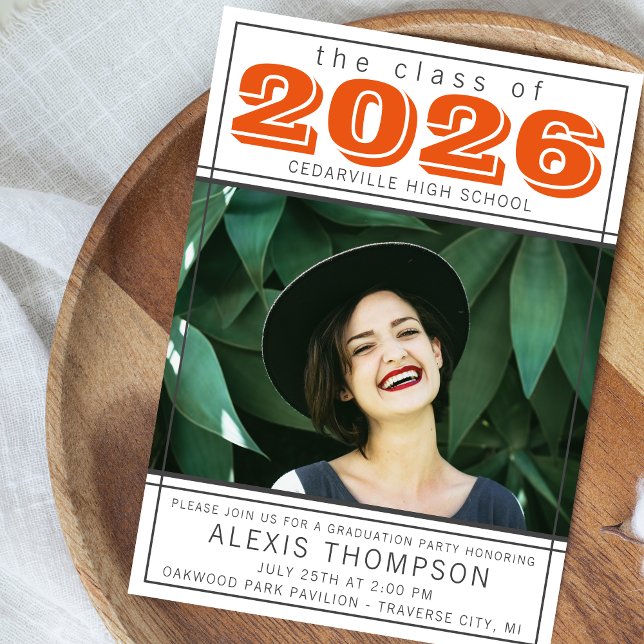 Invitación Foto Naranja del partido de graduación Open House  (Subido por el creador)