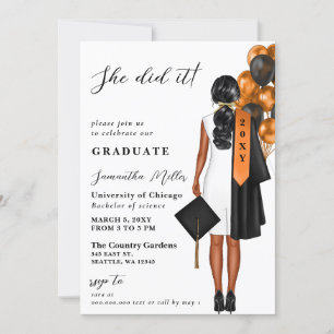 Invitación Foto Naranja Moderna Que Se Graduó