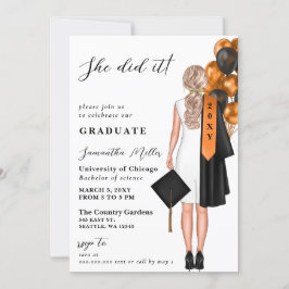 Invitación Foto Naranja Moderna Que Se Graduó