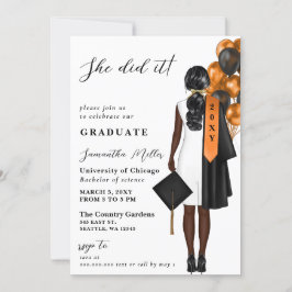 Invitación Foto Naranja Moderna Que Se Graduó