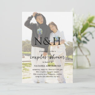 Invitación Foto Natasha Monograma Ducha de Parejas Modernas