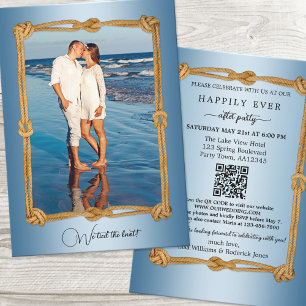 Invitación Foto Náutica QR Feliz Nunca Después De Boda