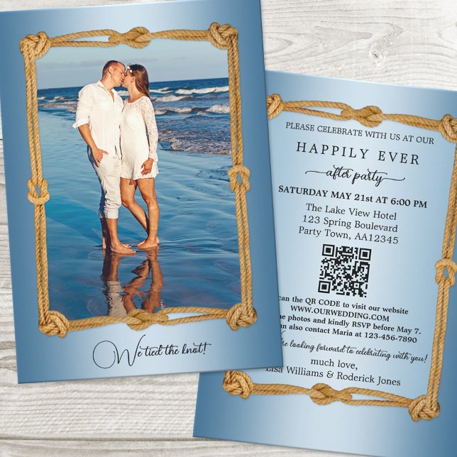 Invitación Foto Náutica QR Feliz Nunca Después De Boda (Subido por el creador)