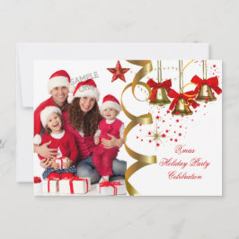 Invitación Foto Navidades navideños Fiesta Oro Negro Rojo