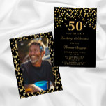 Invitación Foto Negra Y Oro Fiesta De 50 Años<br><div class="desc">Presentamos nuestro exquisito "Black And Gold Photo Fifty 50th Birthday Party Invitation (Edición)" - el epítome de la elegancia y celebración, hecho a la medida de su evento especial. Esta invitación, elaborada con meticulosa atención a los detalles, presenta una temática atemporal en negro y oro, irradiando sofisticación y estilo. El...</div>