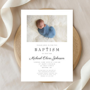 Invitación Foto Niño Cruz Religiosa Bautizo