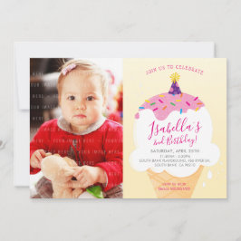 Invitación FOTO NIÑOS FIESTA INVITE helado retro