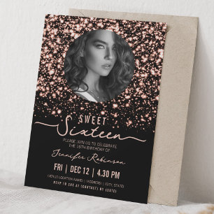 Invitación FOTO Noche de Glamour Cumpleaños Dulces 16 Rosado 