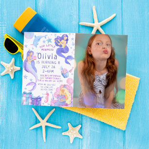 Invitación Foto Nuestra Sirenita Todas las Edades Cumpleaños