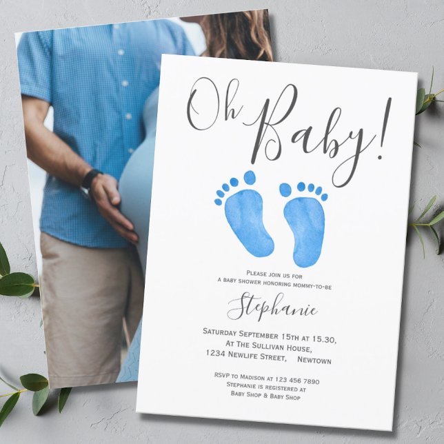 Invitación Foto Oh Baby Boy Baby Shower (Subido por el creador)