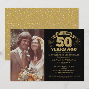 Invitación Foto Oro y Negro, con 50 años de recién casada