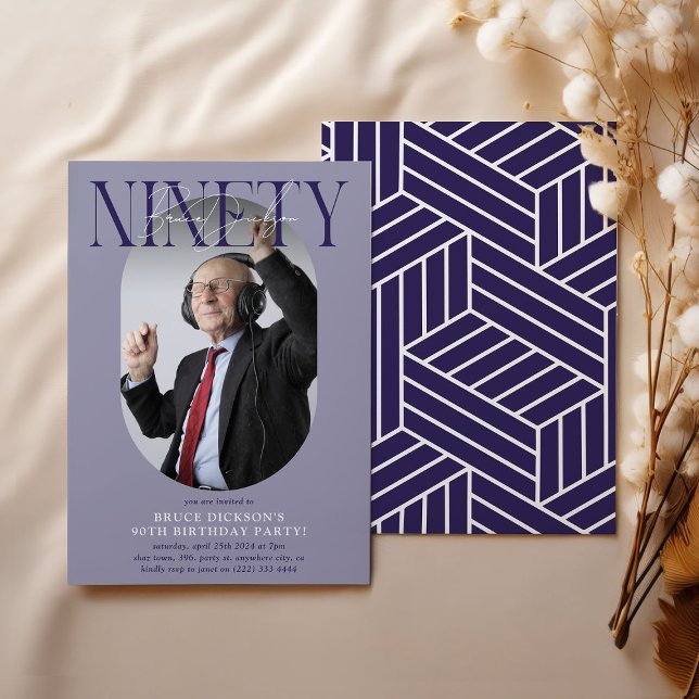 Invitación Foto ovalada moderna y firma 90 cumpleaños (Subido por el creador)