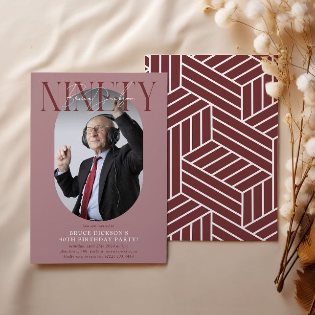 Invitación Foto ovalada moderna y firma 90 cumpleaños (Subido por el creador)