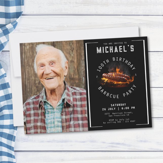 Invitación Foto parrillada de personalizado 100 cumpleaños (Mockup View)