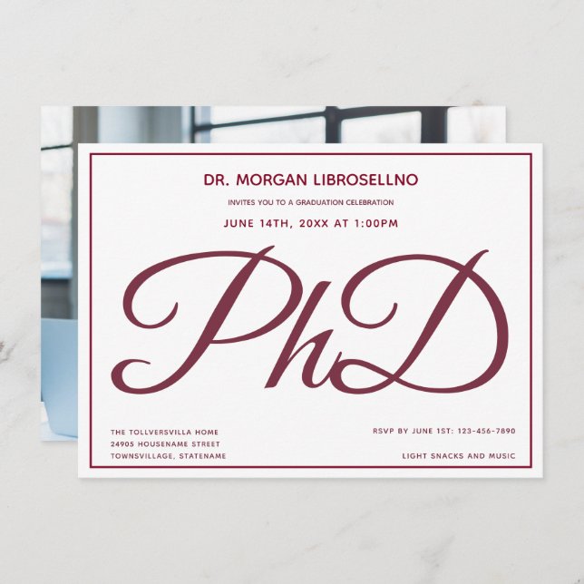 Invitación Foto: Partido de Graduación de Doctorado en Borgoñ (Anverso / Reverso)