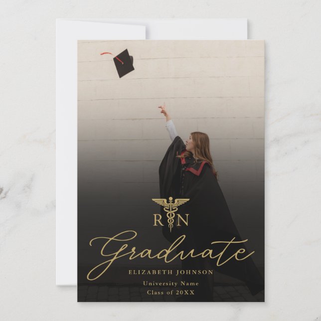Invitación Foto: Partido de Graduación de Enfermería RN con g (Anverso)