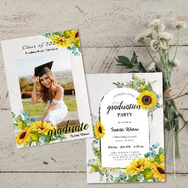 Invitación Foto Partido de Graduación de Guión Girasol