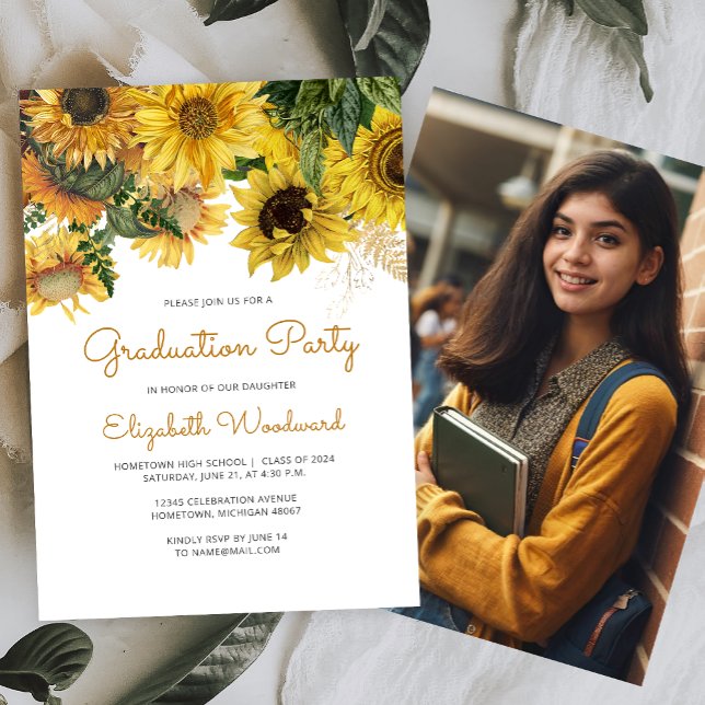 Invitación Foto Partido de Graduación Floral de Girasol 2024 (Subido por el creador)