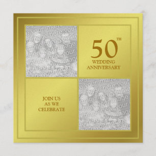 Invitación Foto pasada y presente Aniversario de oro (Brillan