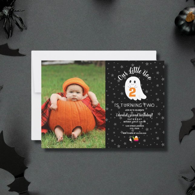 Invitación Foto Pequeño Boo cumple 2 años de Halloween (Subido por el creador)