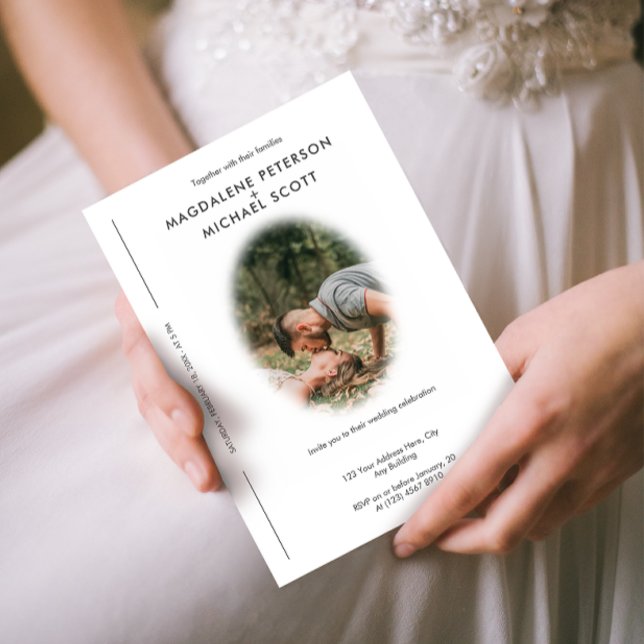 Invitación Foto personal Boda de marco de desenfoque Minimali (Subido por el creador)