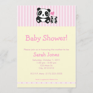 Invitación Foto personal Panda Baby Shower - Rosa